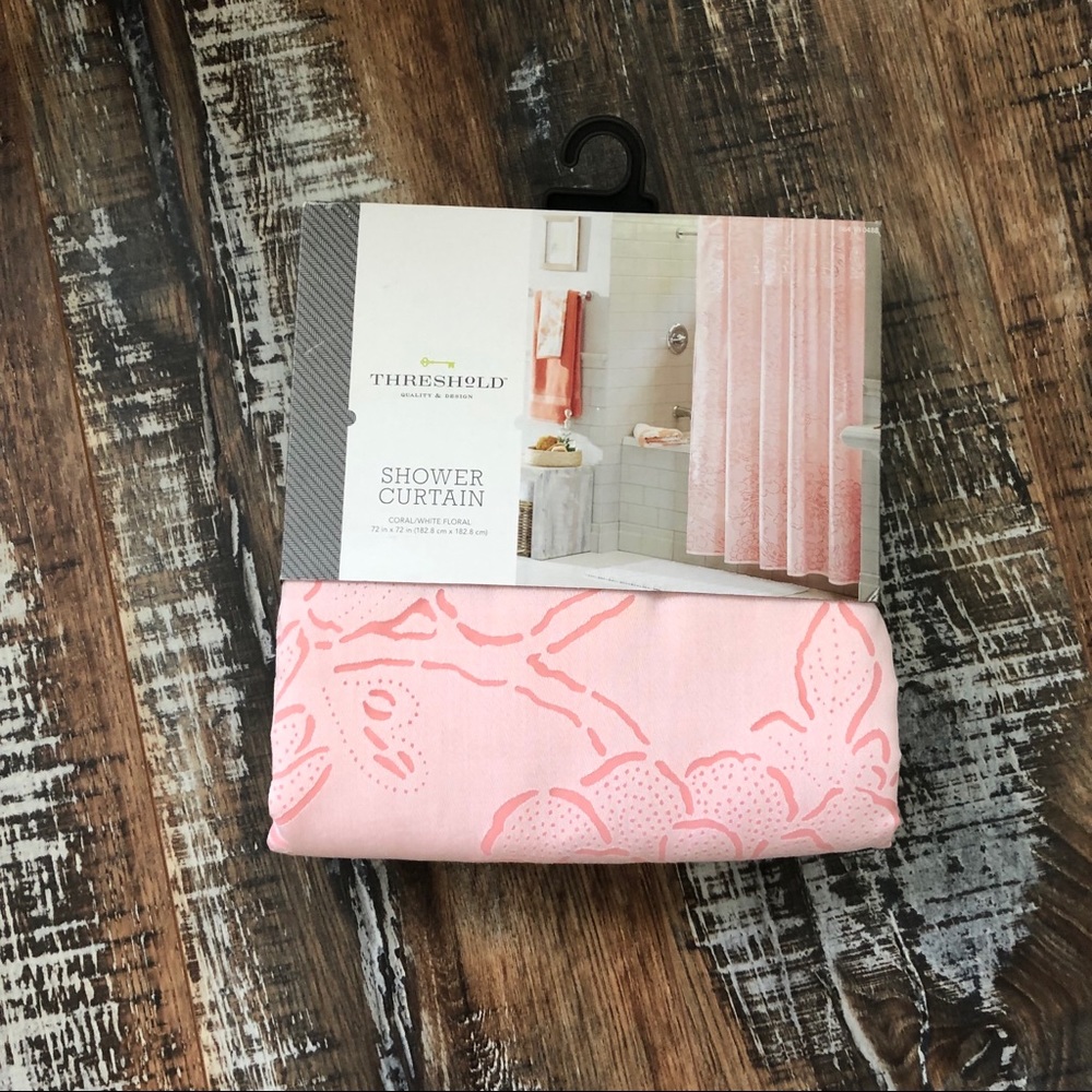 Target Threshold Coral/White Floral Shower Curtain